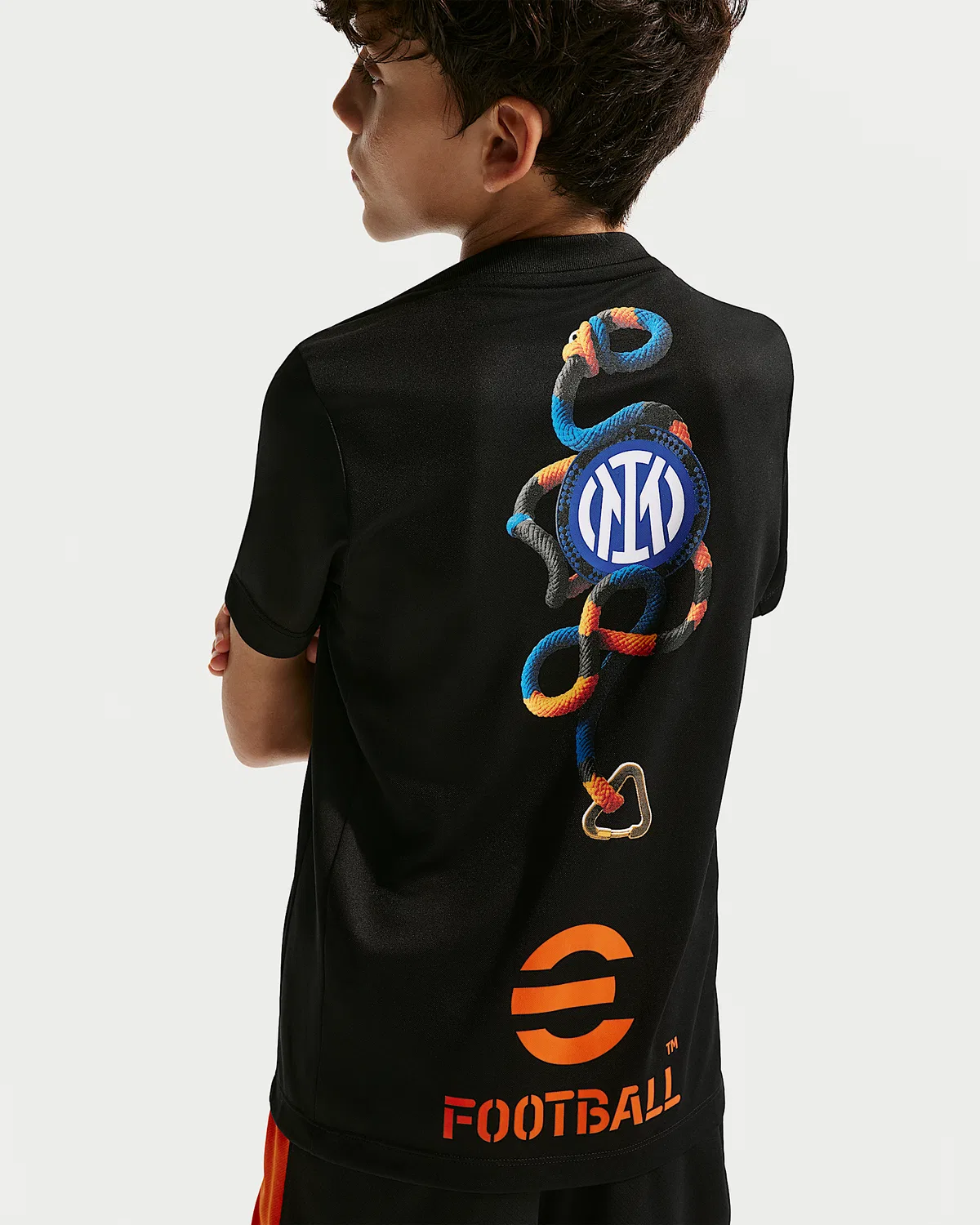 Детская футболка Nike ACG Dri-FIT с коротким рукавом Inter Milan Academy Pro SE, Black/Safety Orange