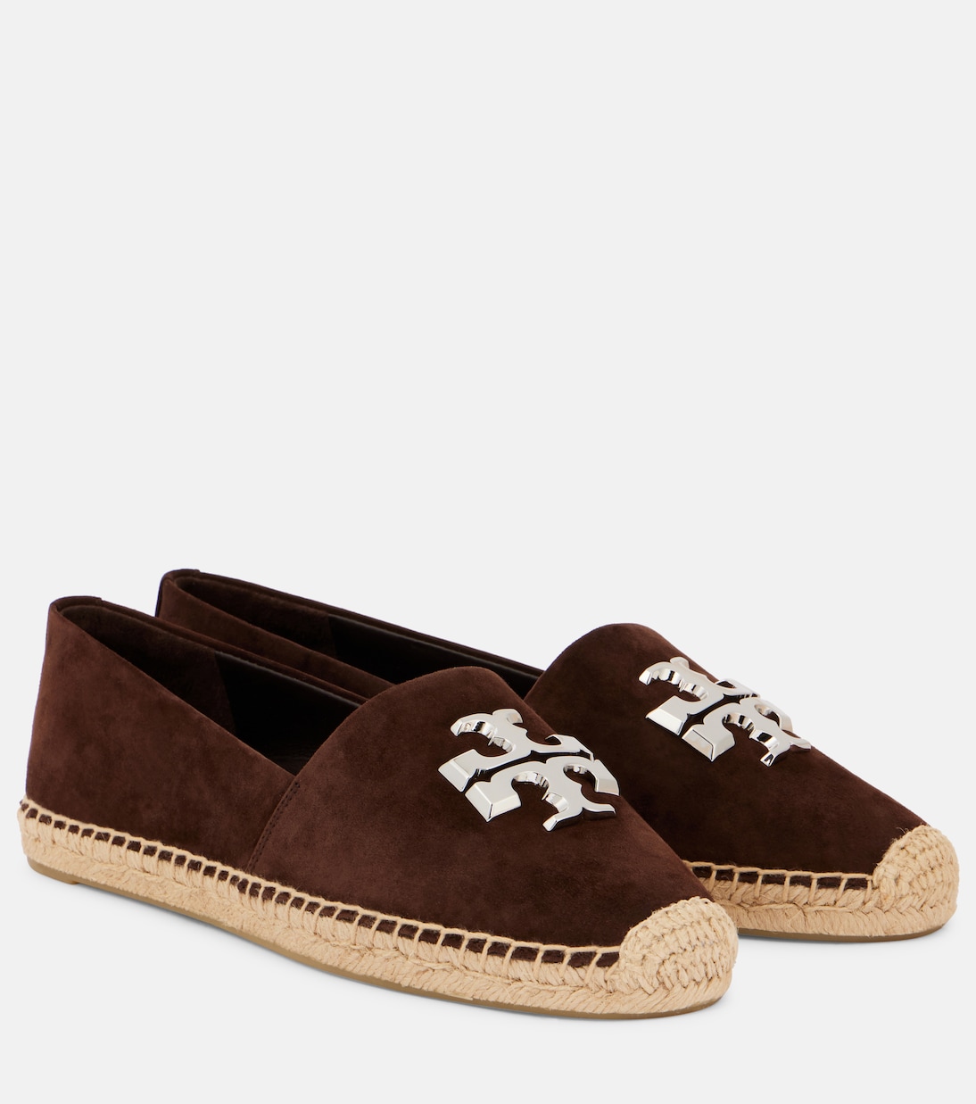 Двойные Т замшевые эспадрильи Tory Burch, Dark Cocoa / Silver