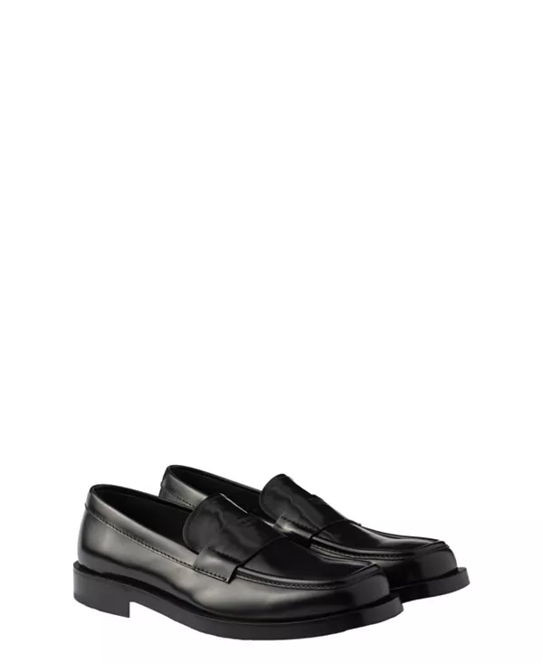 Мужские лоферы из матовой кожи Prada, черный