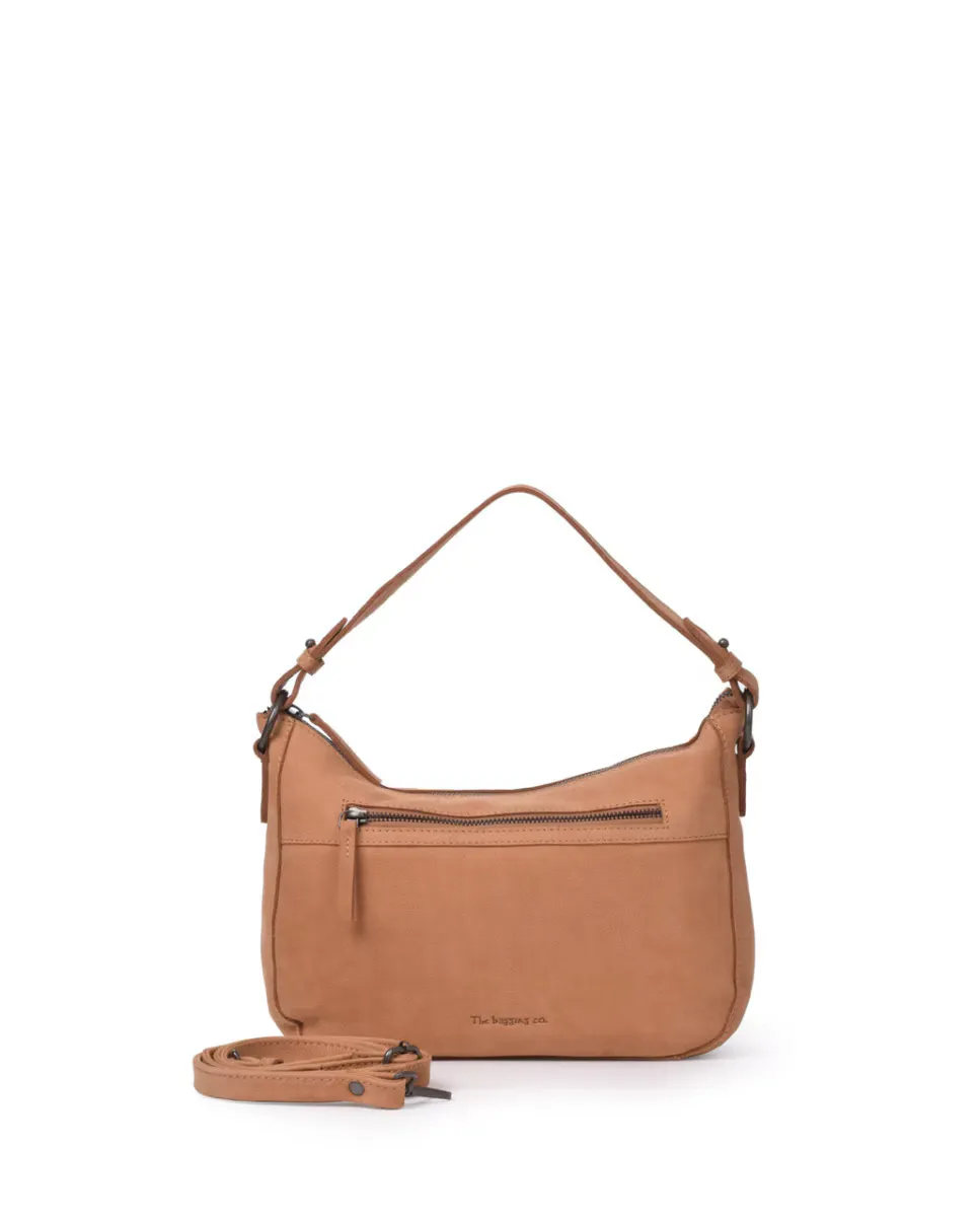 

Маленькая многопозиционная сумка на плечо из мытой кожи из нубука THB The Bagging Co, светло-коричневый