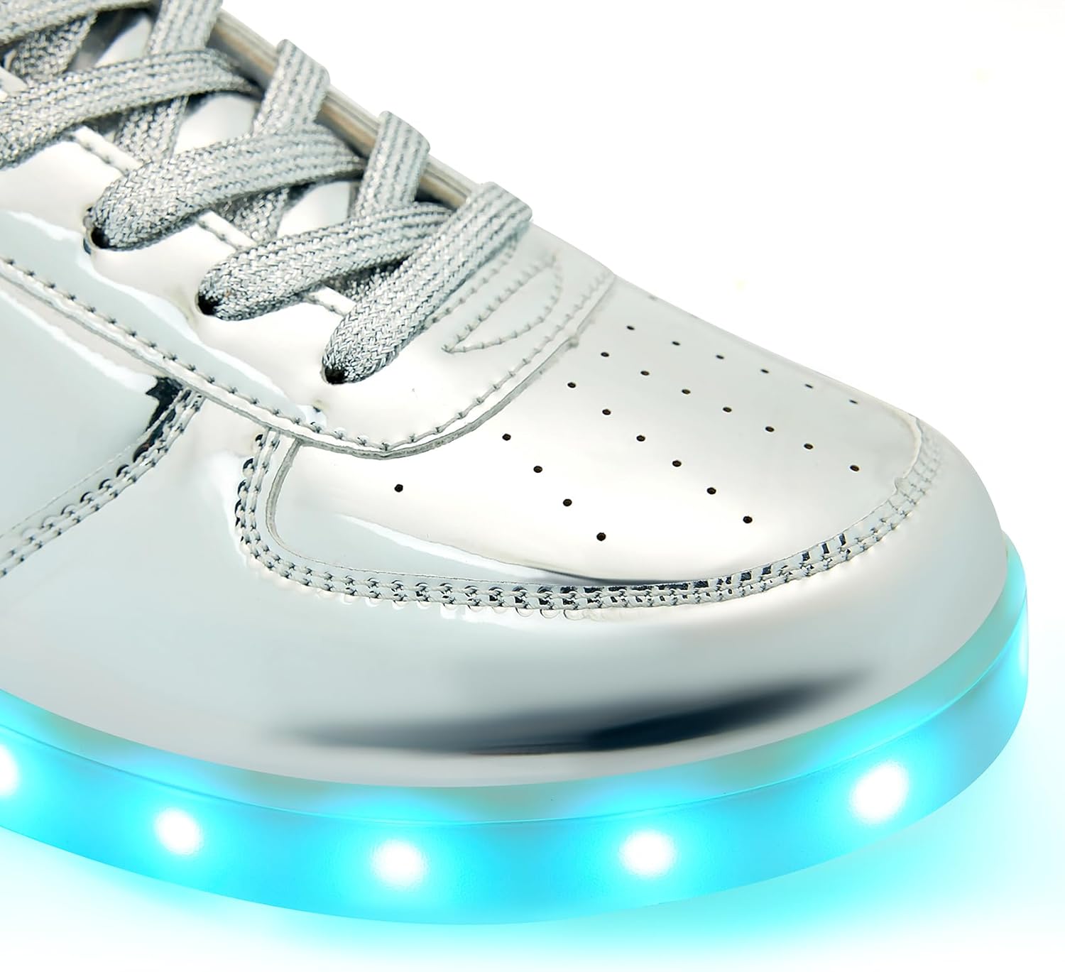 Унисекс светящиеся кроссовки с LED-подсветкой - модные светящиеся кеды, дышащие, с USB-зарядкой для мужчин и женщин Oekla, серебро — фото 3