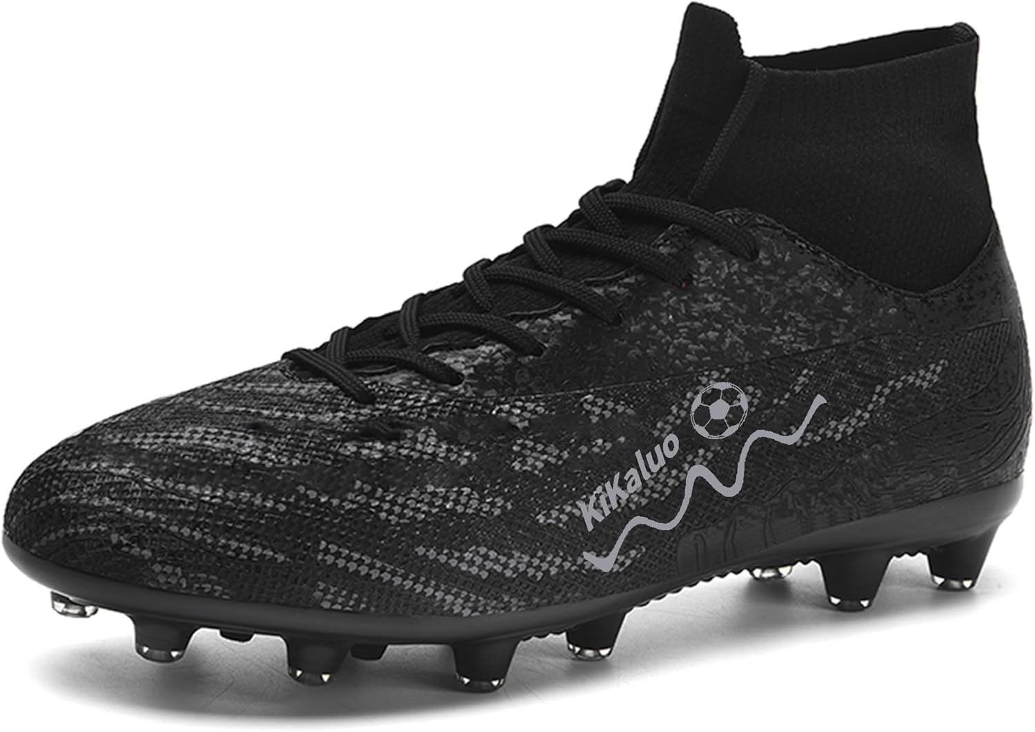 

Мужские футбольные бутсы Высокие кроссовки На шнуровке Нескользящие шипы Спортивные кроссовки для бейсбола и лакросса Kikaluo, черный
