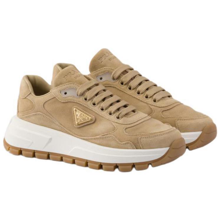 PRAX 01 Suede Low top Casual Shoes Women's Umber PRADA, коричневый — фото 4