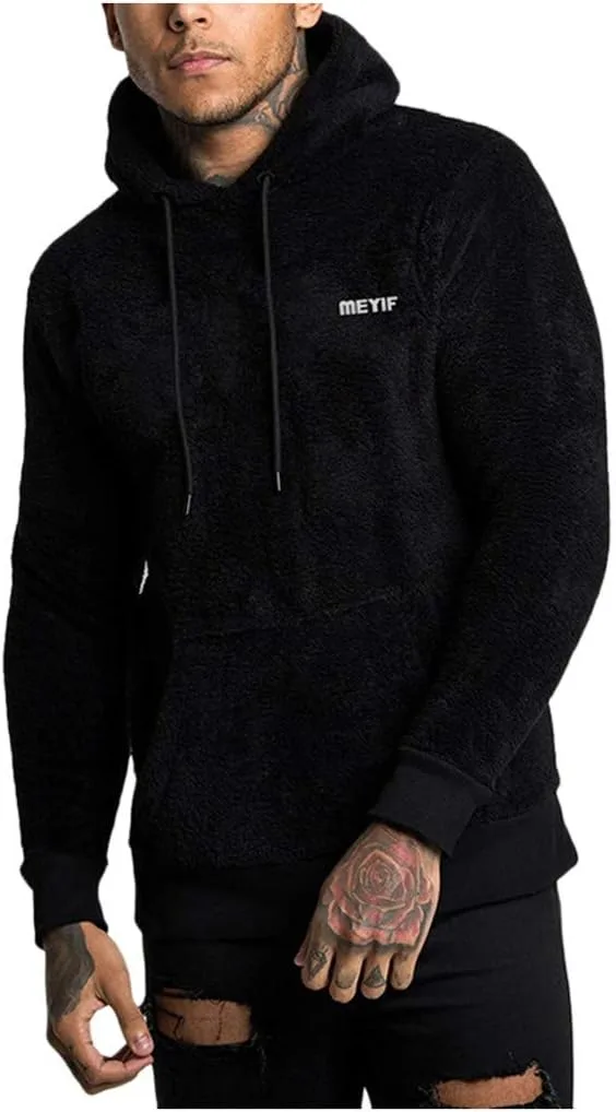 

Flannel Fleece Lined Hoodies for Men Long Sleeve Sweatshirts Cozy Soft Pullover Tops Fuzzy Sherpa Hoodie Sweatshirt