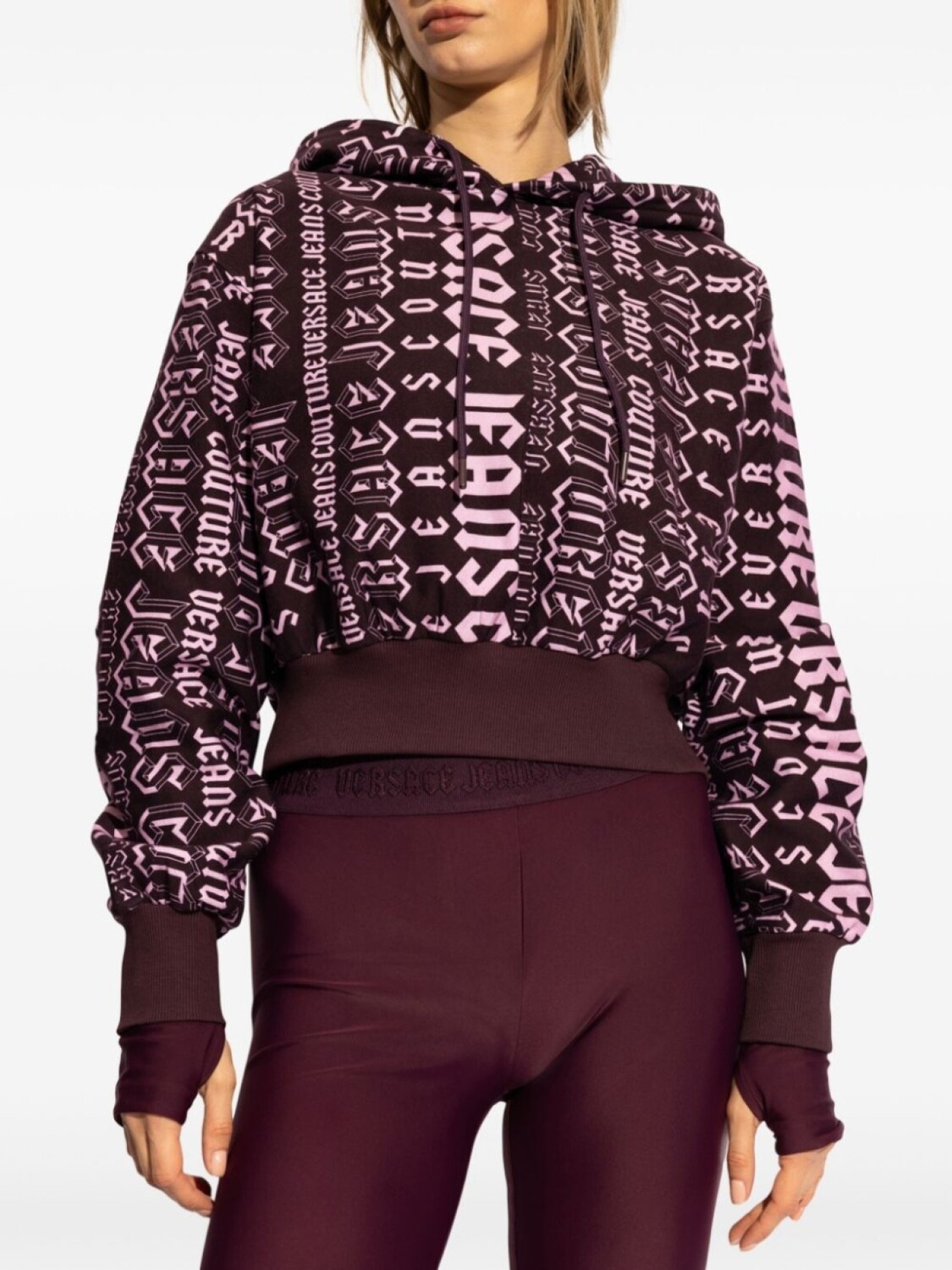 Versace Jeans Couture толстовка с капюшоном и логотипом, фиолетовый — фото 2