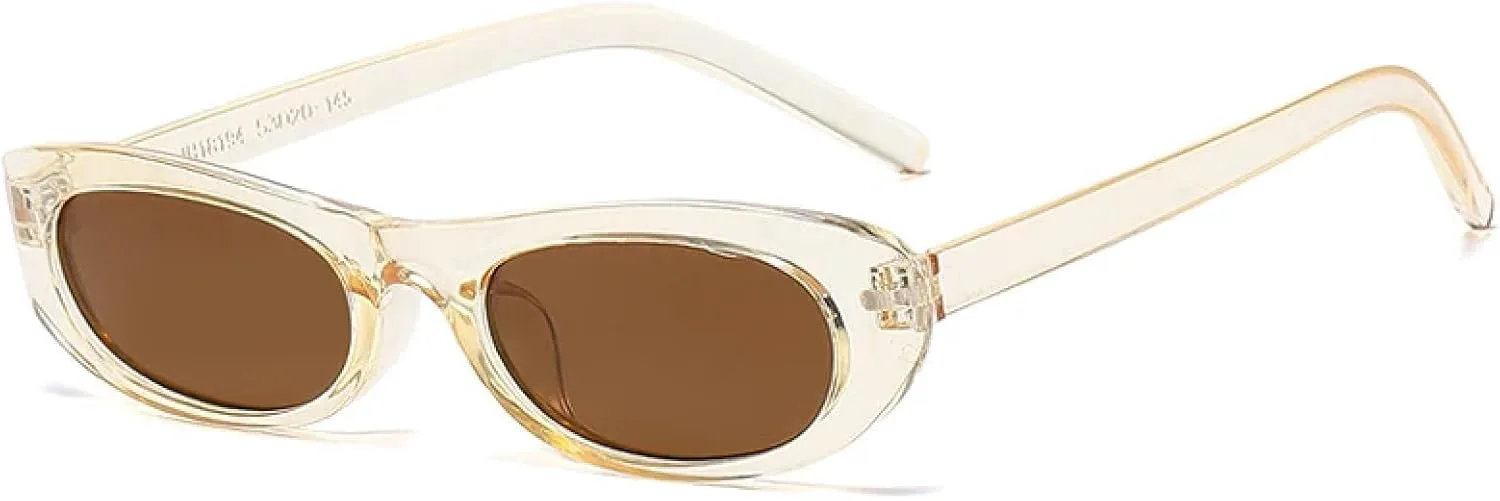 

Солнцезащитные очки в тонкой оправе для женщин и мужчин, сексуальные, конфетных цветов, в стиле хип-хоп, с защитой от УФ-излучения UV400 TVTBBVV, Clearbrown-brown