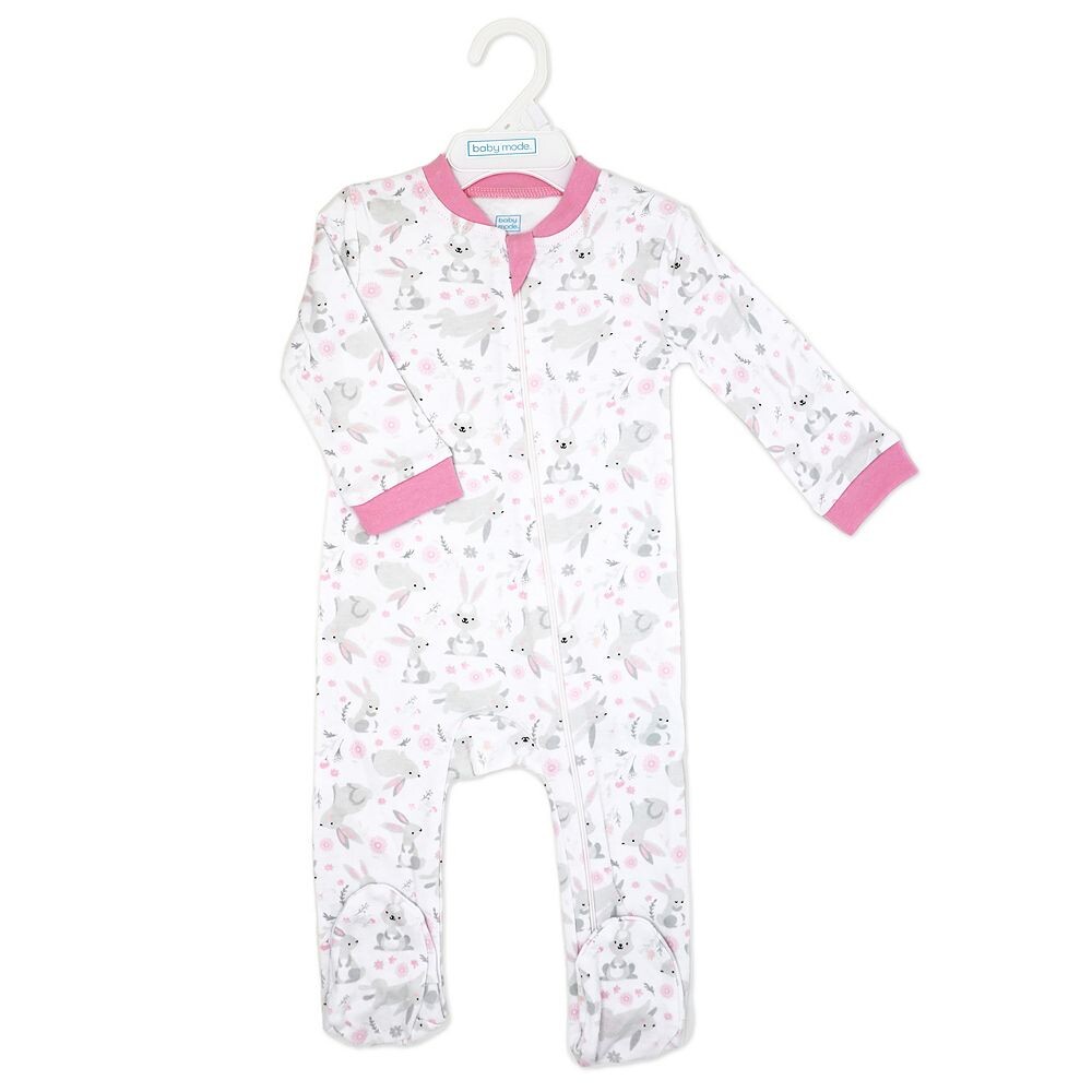 Футболка Pink Bunnies на молнии из 100% хлопка для маленьких девочек Baby Mode, цвет Light Pink — фото 2