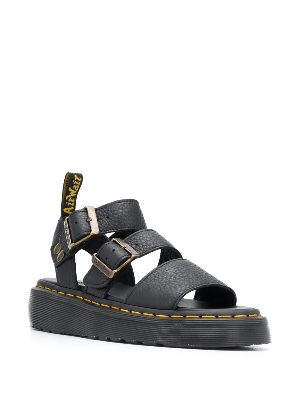 Сандалии с открытым носком и пряжками Dr. Martens, черный — фото 2