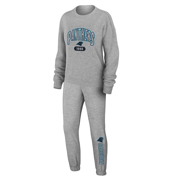 

Женский трикотажный комплект для сна с длинным рукавом heather gray carolina panthers Wear By Erin Andrews