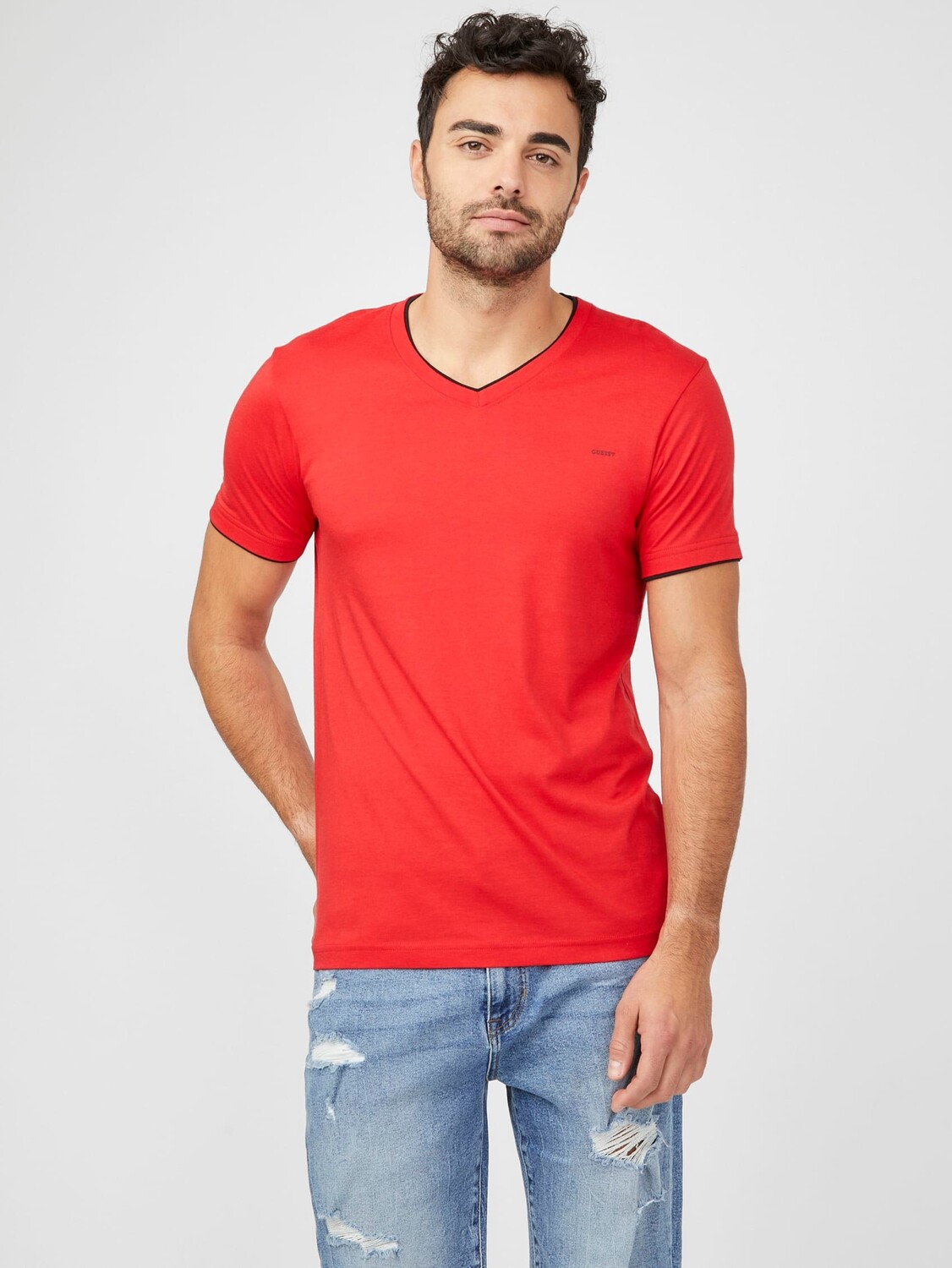 

Футболка Armin с V-образным вырезом Guess Factory, цвет Red Hot