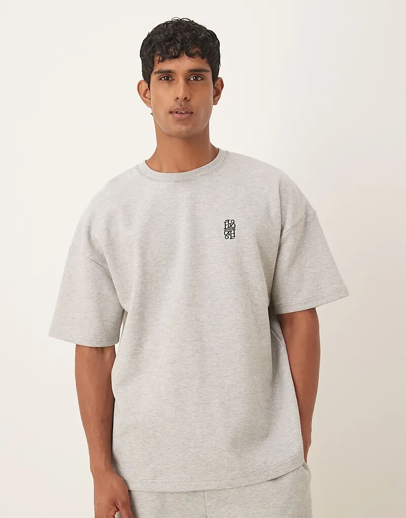 

Футболка свободного кроя ASOS DESIGN с вышивкой серого меланжевого цвета