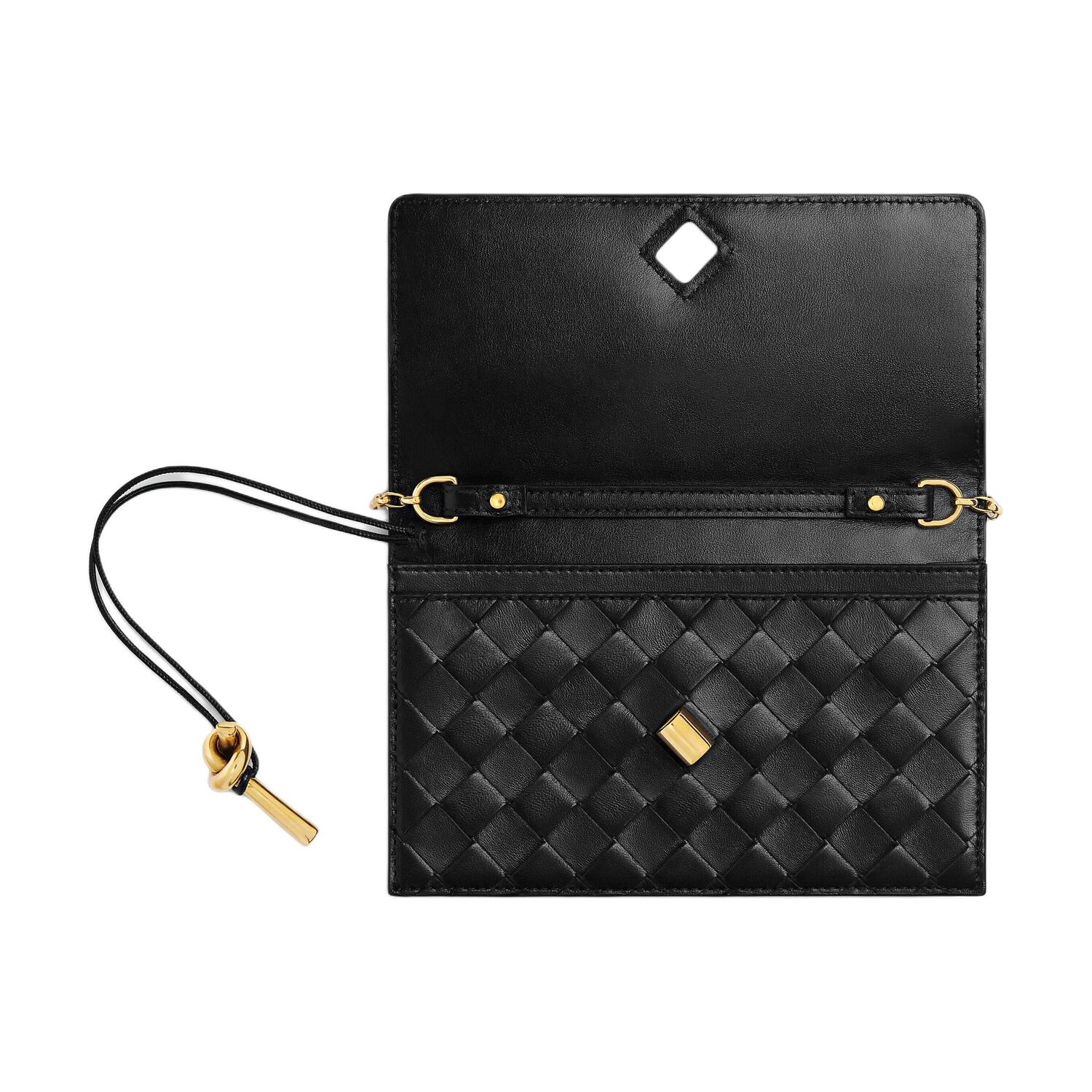 Bottega Veneta Плетёный кошелёк из овечьей кожи женский чёрный — фото 4