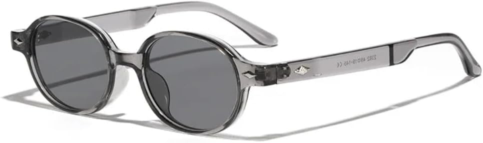 

Винтажные солнцезащитные очки Rivet в маленькой оправе овальной формы для женщин и мужчин, роскошные, в стиле панк, с защитой от УФ-излучения UV400 HHZZYVY, Gray Light Black