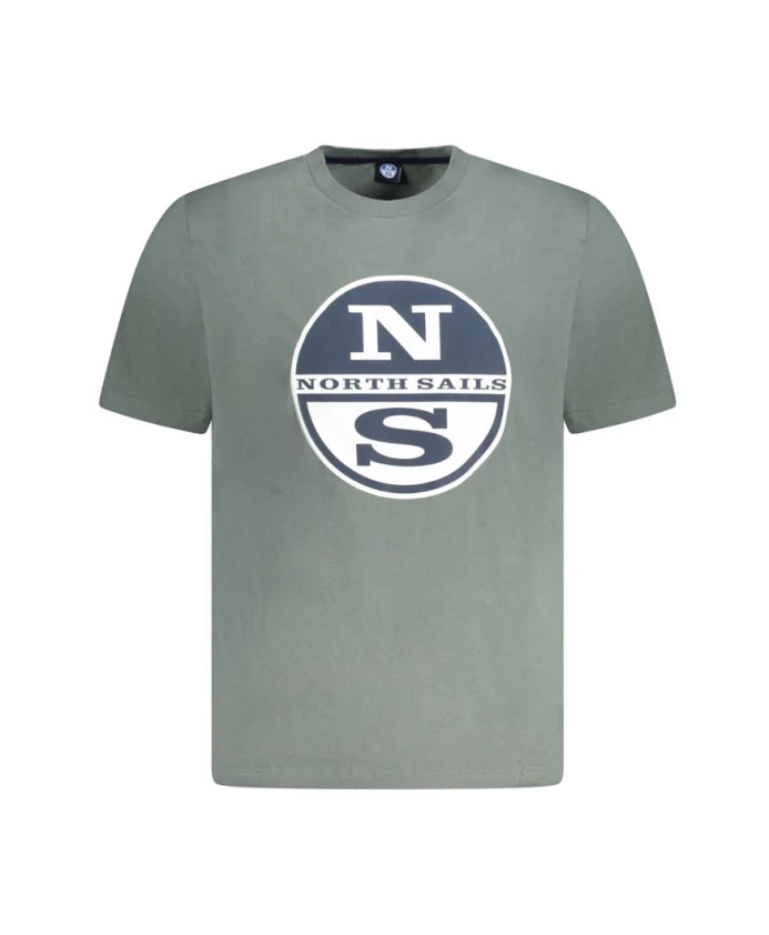 

Зеленая хлопковая мужская футболка с привлекательным принтом North Sails, зеленый