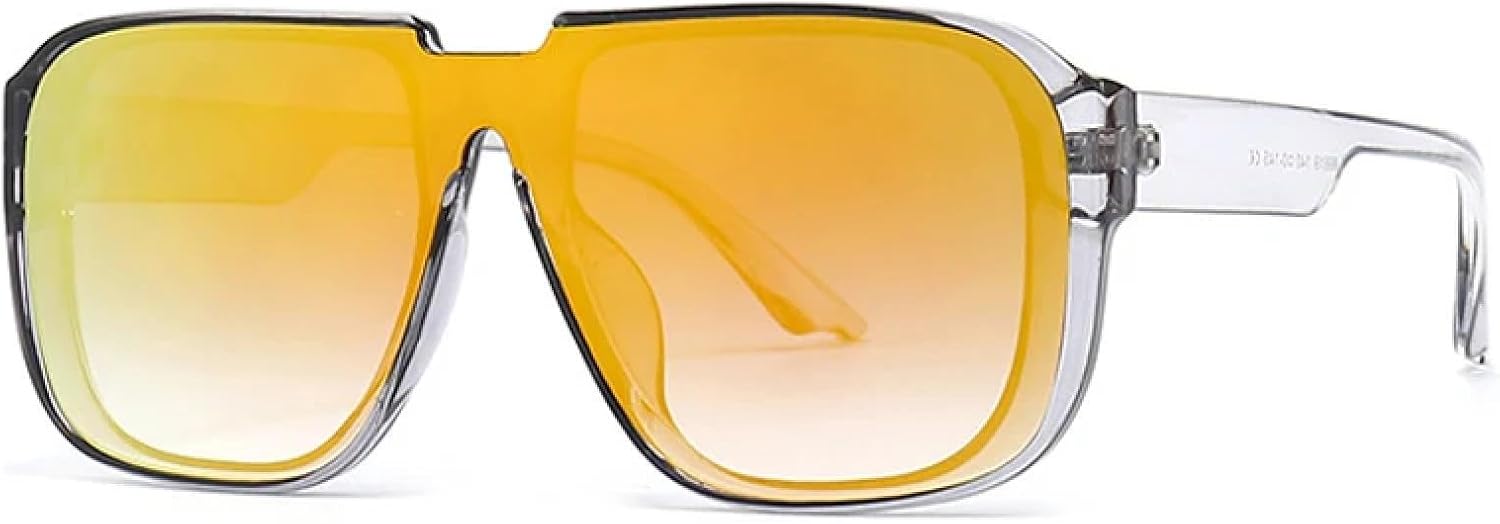 

Мужские солнцезащитные очки в стиле ретро, ​​цельные, зеркальные, с защитой от УФ-излучения UV400, с плоской верхней частью, модные для мужчин TVTBBVV, Grey Orange Mirror