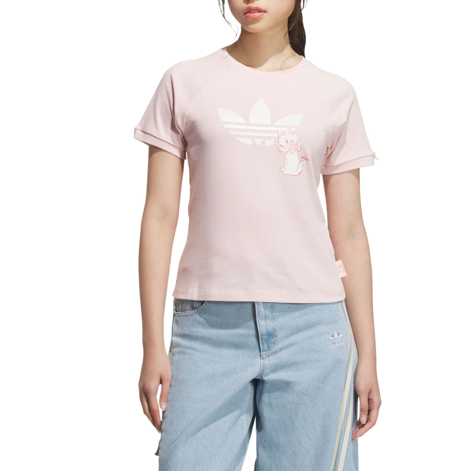 Adidas Originals Футболка Regular женская светло-розовая — фото 3