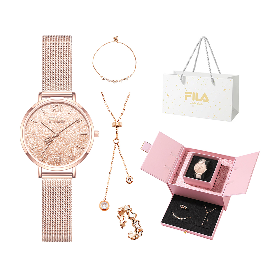 

FILA Часы Cupid's Arrow Baby's Breath Wrist Watch Quartz Movement Stainless Steel Strap Rose Gold Watch Dial Women's Watch, [Luxury Rose Gold]6559-101
