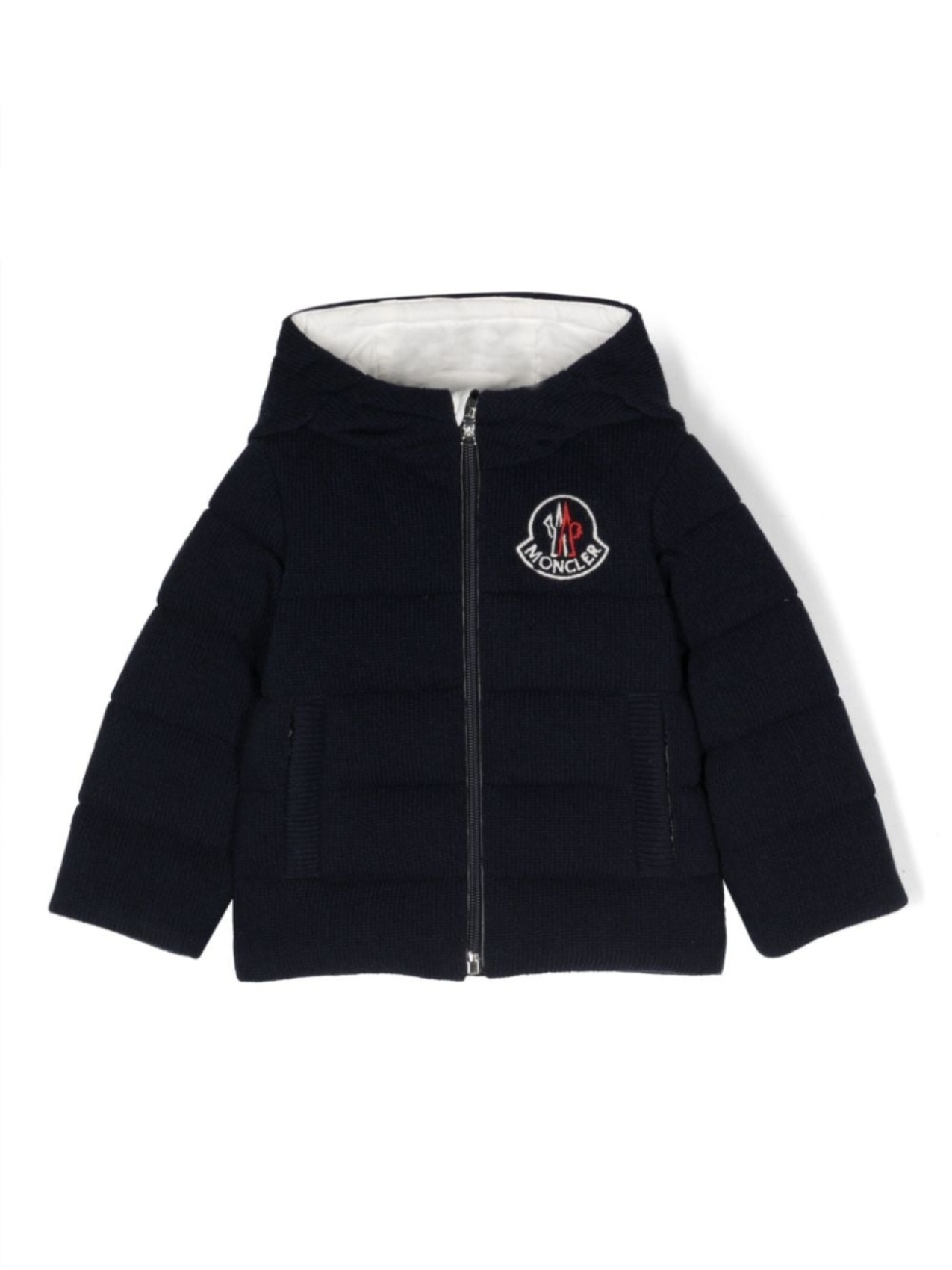 

Moncler Enfant пуховик с нашивкой-логотипом, синий