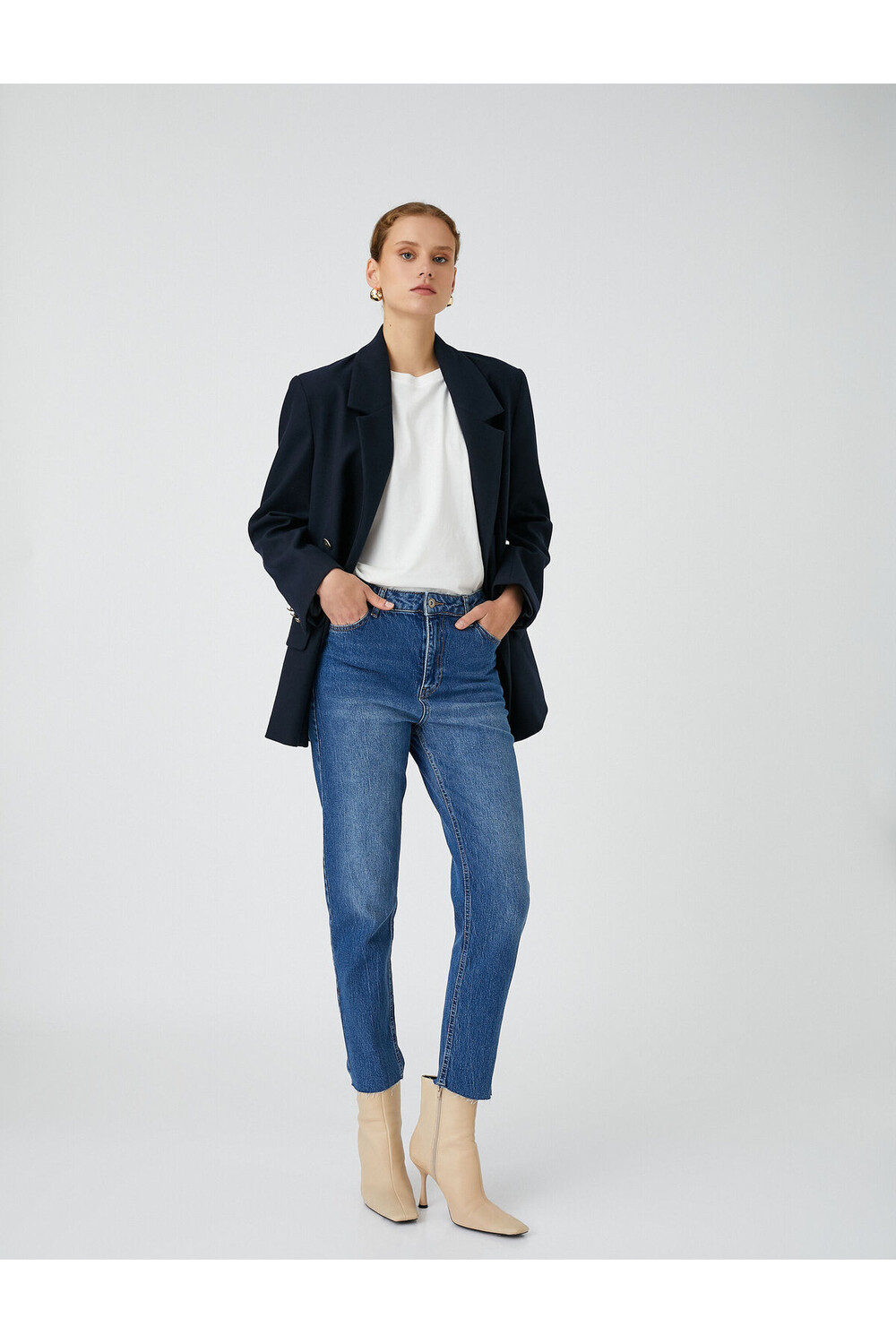 

Джинсы с высокой талией Slim Fit - Mom Slim Jean Koton, темно-синий