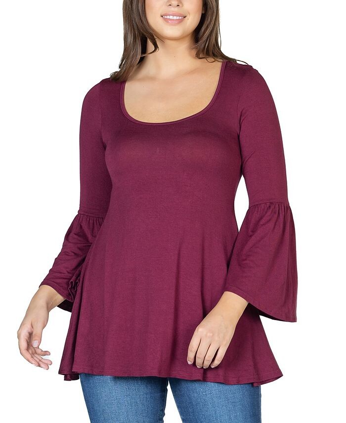 

Женская расклешенная туника с рукавами-колокольчиками 24seven Comfort Apparel, цвет Plum