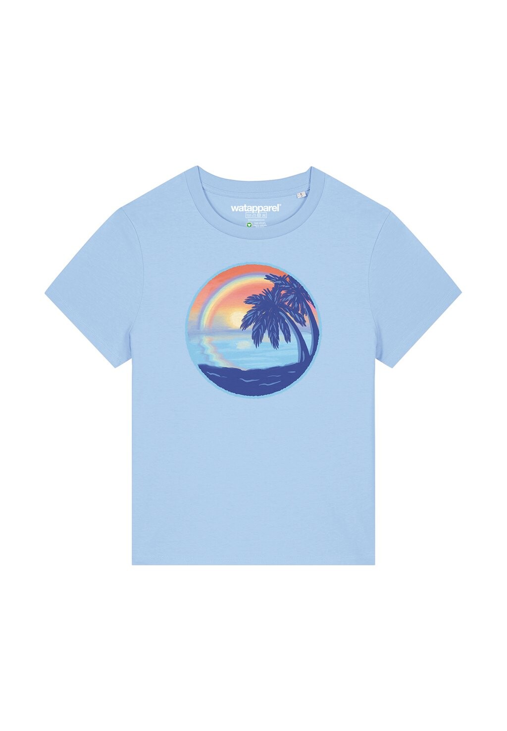 

Футболка с принтом SUNSET RAINBOW watapparel, светло-голубой