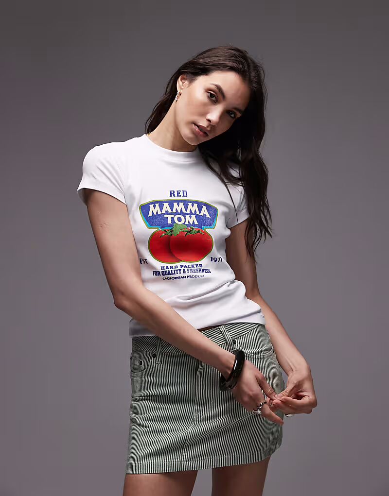 

Футболка Topshop с принтом Momma Tom на каждый день белого цвета