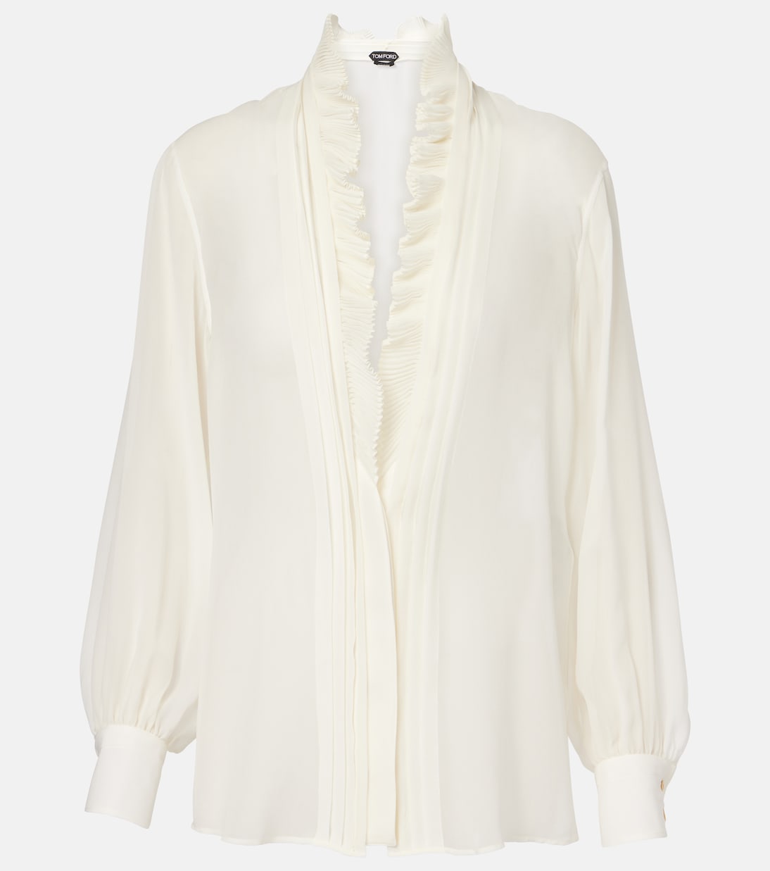 

Шелковая блузка с оборками Tom Ford, кремовый