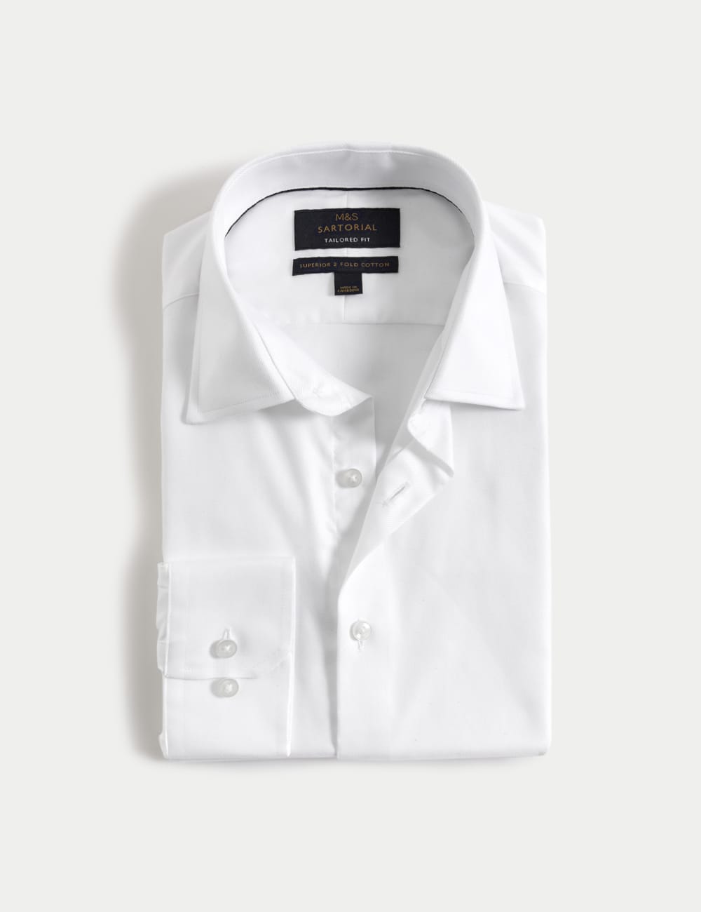 

Рубашка из хлопкового твила класса люкс, приталенная по фигуре Marks & Spencer SARTORIAL, белый