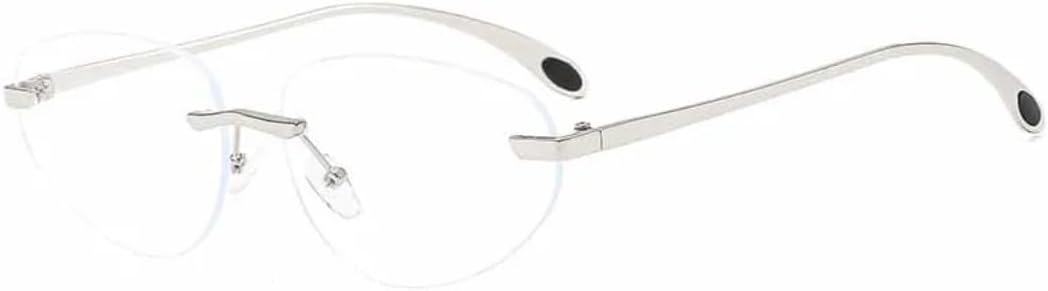 

Модные овальные солнцезащитные очки без оправы для женщин, роскошные металлические, небольшие, для мужчин, для путешествий, защита от УФ-излучения UV400 TVTBBVV, Silver Clear