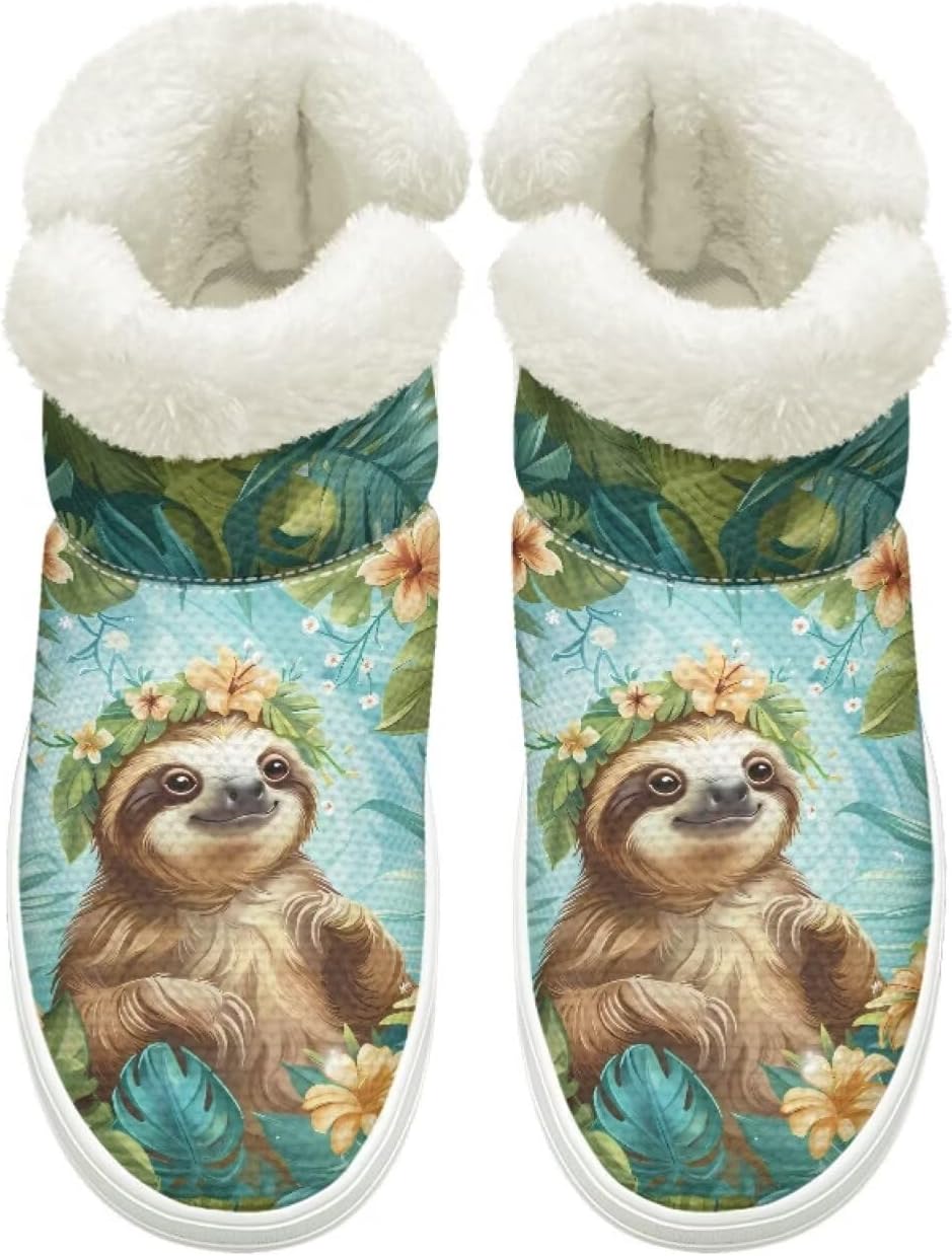 

Зимние Ботинки на Легком Надевании для Женщин и Мужчин с Эластичной Липучкой у Щиколотки, Пушистые Снежные Ботинки с Меховой Подкладкой, Удобные, Нескользящая Подошва Cugasmaru, Sloth