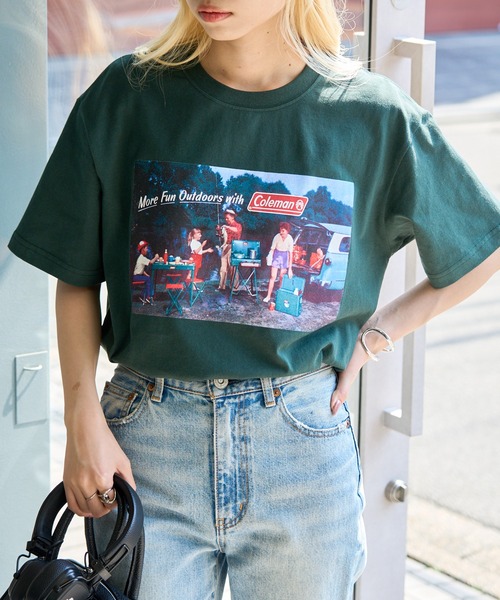 

Футболка ретро с принтом, винтажная Coleman, зеленый