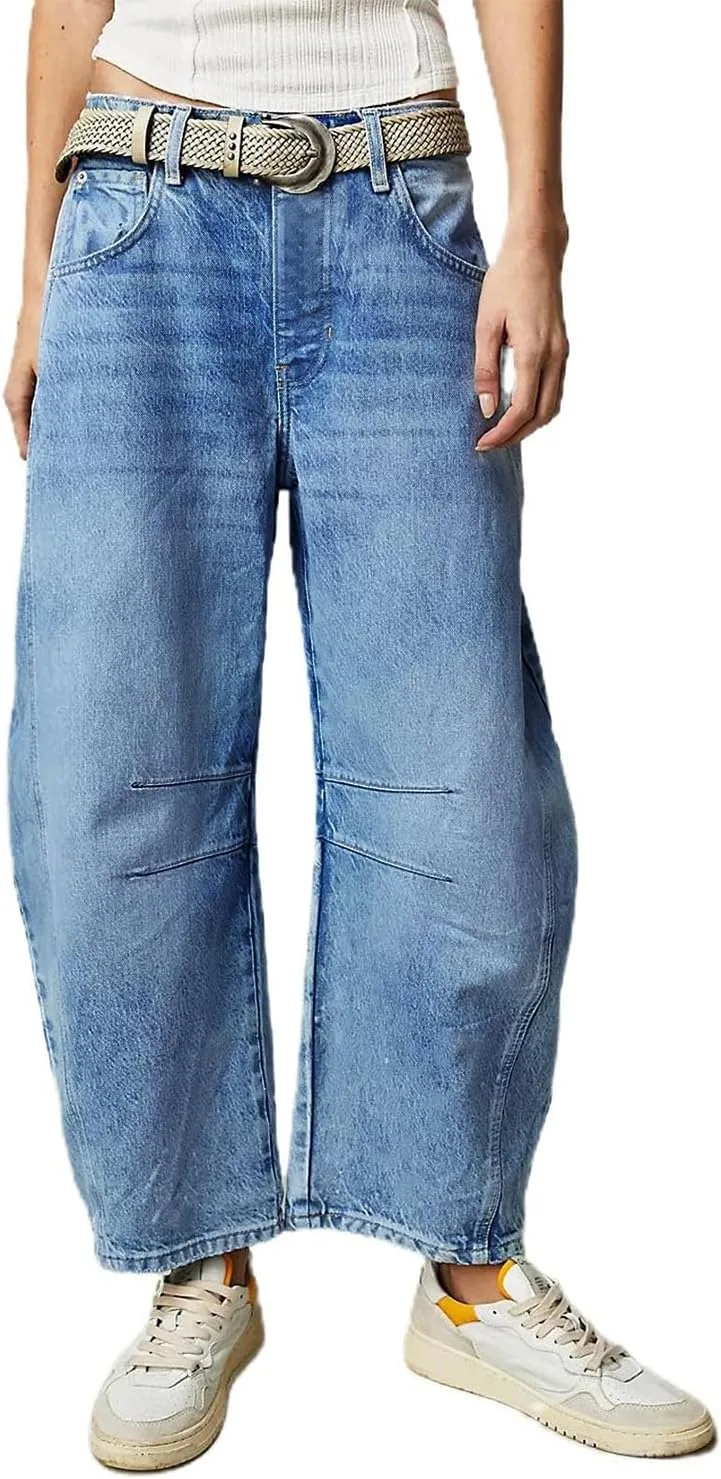 

Allimy женские джинсы Mid Rise Barrel Leg Vintage