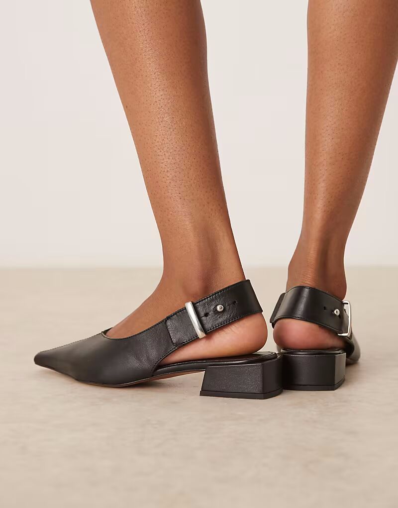 Туфли-слингбэк ASOS DESIGN Ledge из высококачественной кожи черного цвета — фото 4