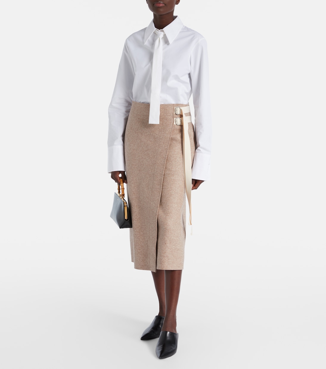 Шерстяная миди-юбка с добавлением других материалов Jil Sander, Ginger — фото 2