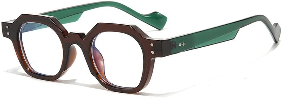 

Ретро-солнцезащитные очки в форме многоугольника, маленькие квадратные, женские, с защитой от УФ-излучения UV400, модные панк-очки с заклепками, мужские, с прозрачными линзами в оправе WNCKSQ, Brown Green Clear