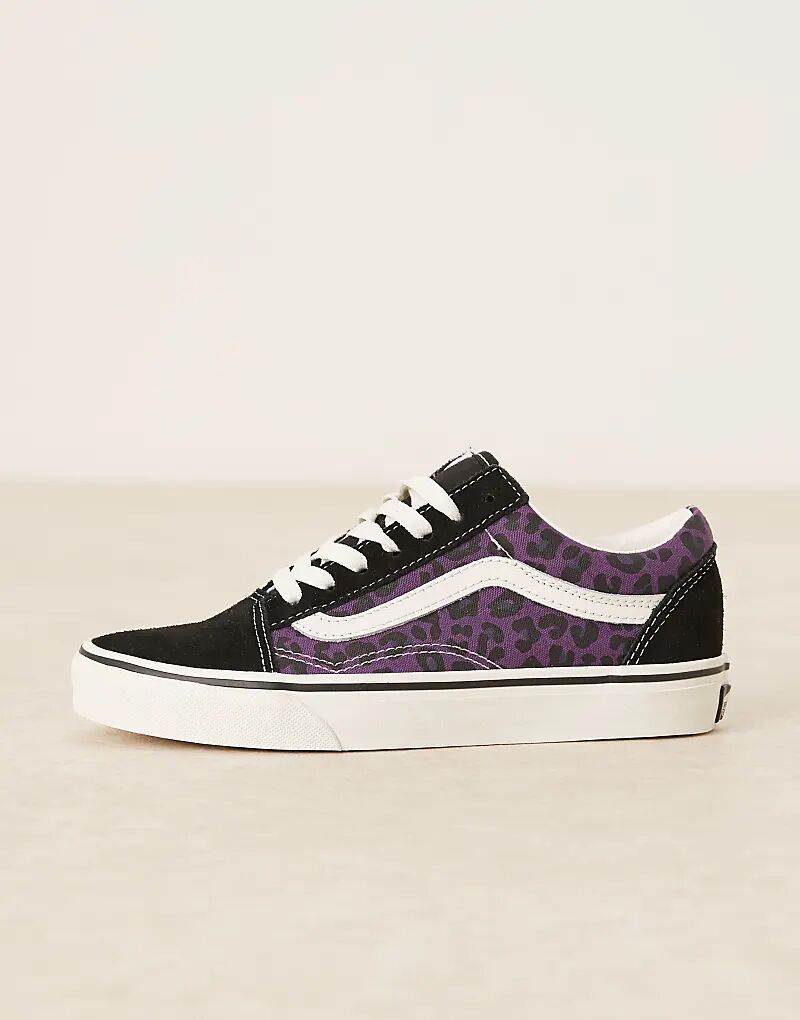 Кроссовки Vans Old Skool с леопардовым принтом черного и фиолетового цветов — фото 2