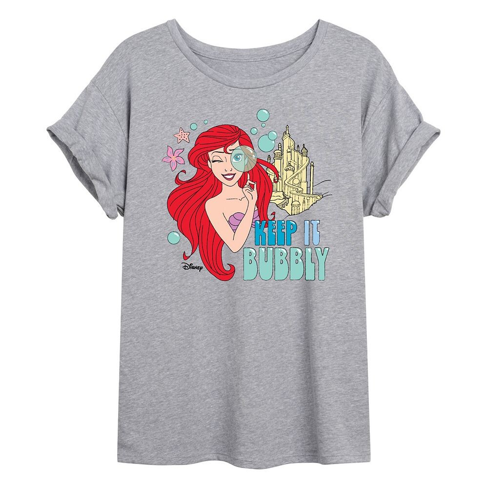 

Струящаяся футболка Keep It Bubbly для детей Disney Princess Ariel Juniors, цвет Heather Gray
