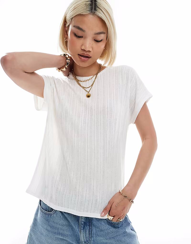 

Топ ONLY ribbed textured top in white