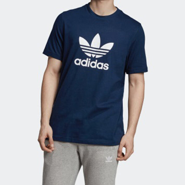 Футболка men's originals trefoil tee colleage alphabet printing breathable short sleeve blue Adidas, синий — фото 3