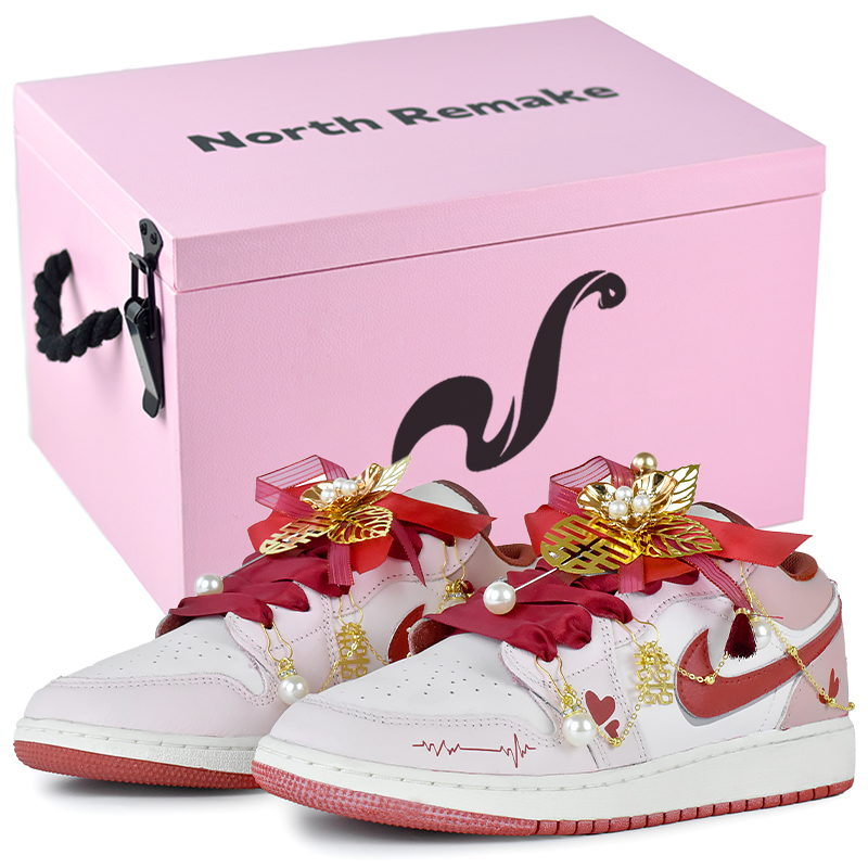 

Jordan Кроссовки Air 1 Vintage баскетбольные женские низкие розовые - подарочная коробка премиум-класса 5, цвет Pink-High-End Gift Box 5