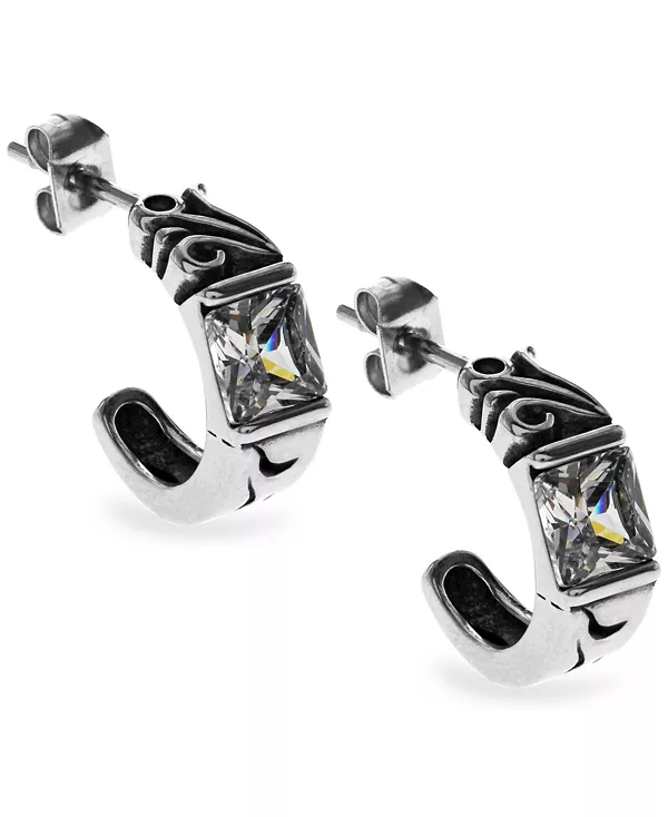 

Серьги-Кольца Sutton из нержавеющей стали с квадратными камнями Sutton By Rhona Sutton, silver