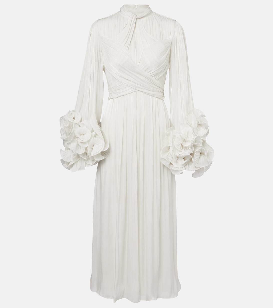 

Платье с рюшами и складками Costarellos, Off-White
