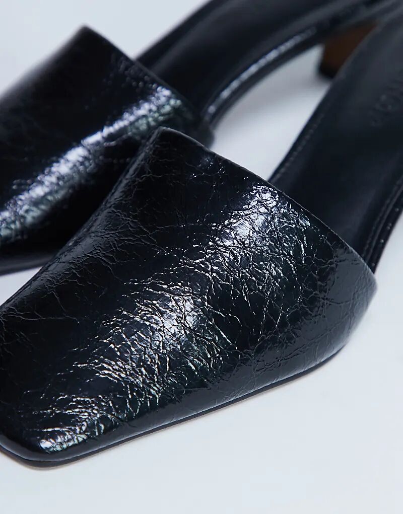 Лакированные мюли Topshop Idea с квадратным носком, черные — фото 4