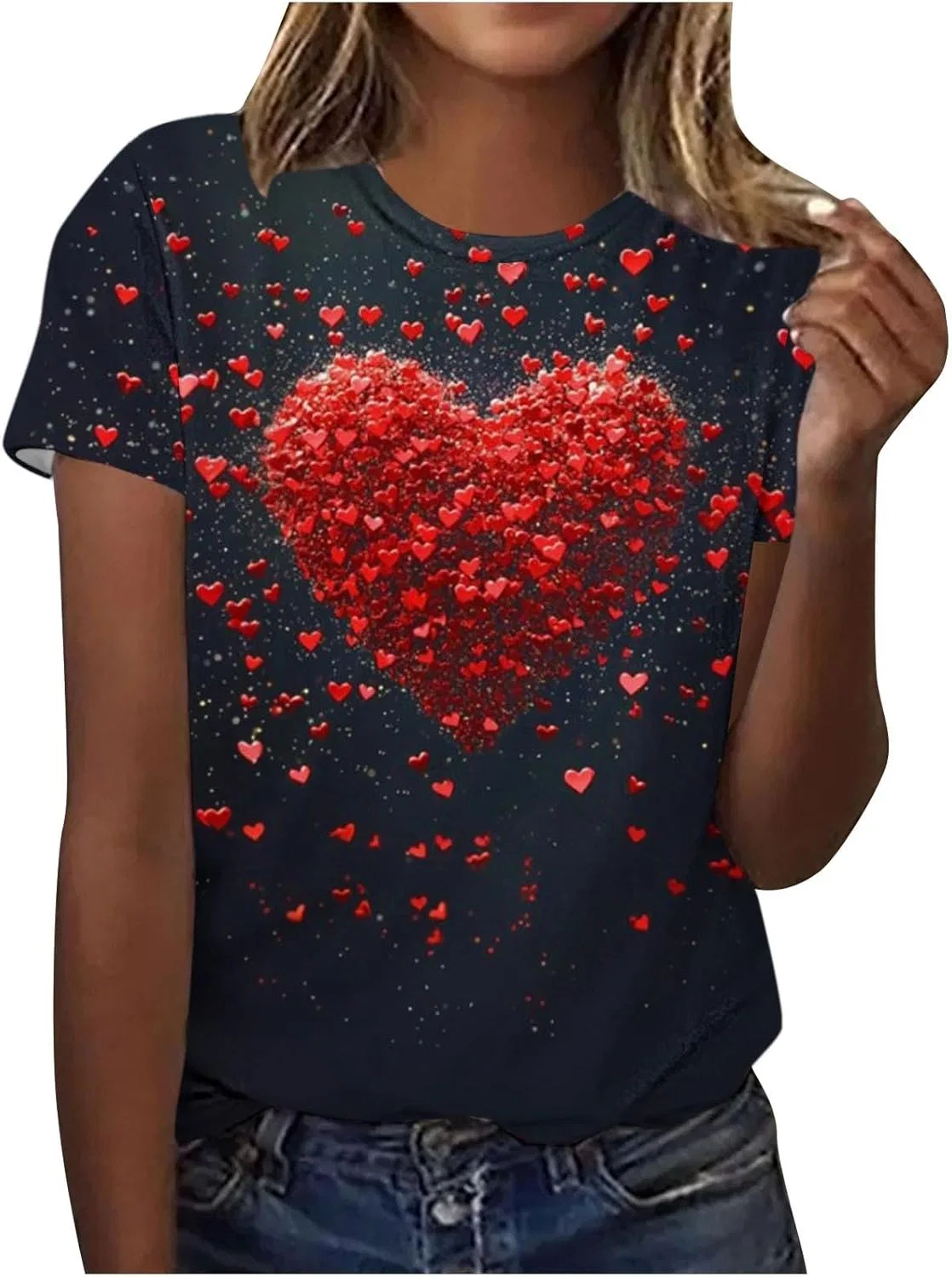 Футболка с сердечками, Generic, женская, #02 Multicolor