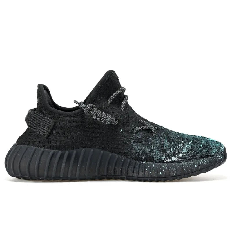 Adidas Originals Yeezy Boost 350 V2 Feather Check Valves, ручная роспись, низкие кроссовки унисекс черные — фото 3