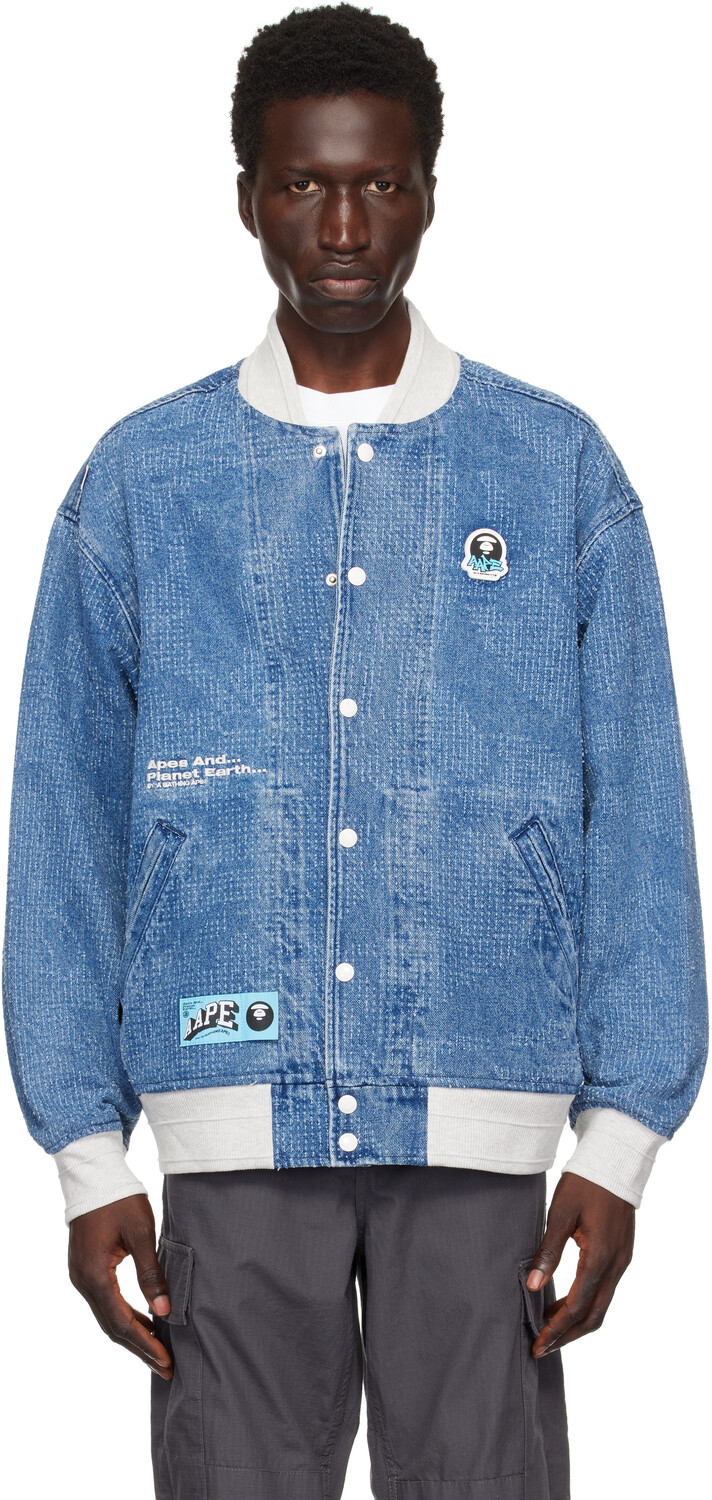 

Синяя легкая джинсовая куртка-бомбер AAPE by A Bathing Ape