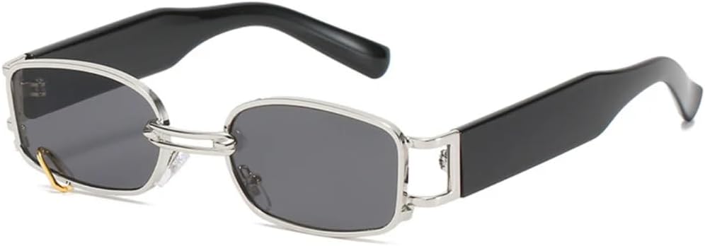 

Ретро прямоугольные солнцезащитные очки для женщин, модные панк-очки с металлическим кольцом, солнцезащитные очки с защитой от УФ-излучения для мужчин VVTWSSW, Silver Gray