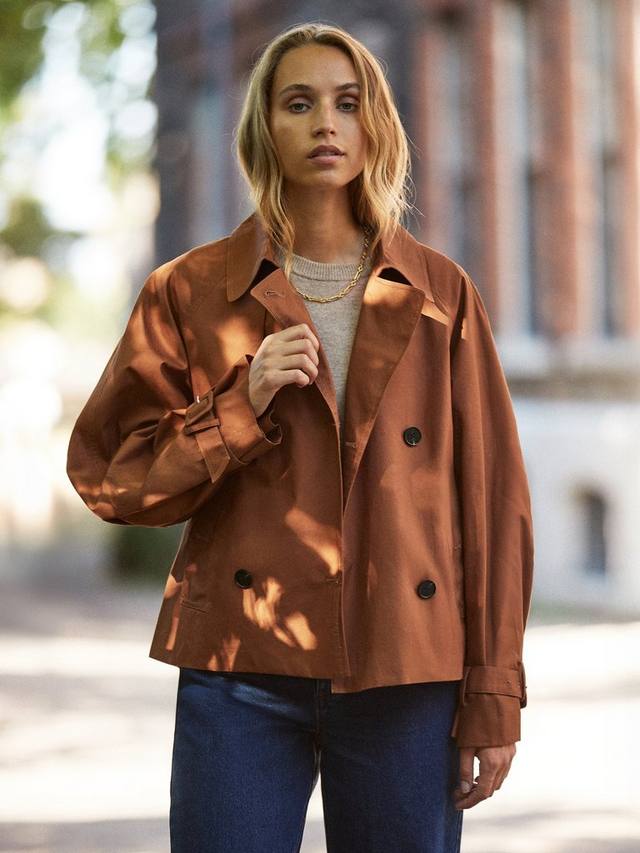 

Хлопковая укороченная куртка с длинными рукавами и воротником Ro&Zo