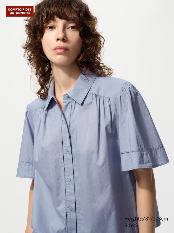 

Хлопковая блузка с коротким рукавом Uniqlo, 04 grey