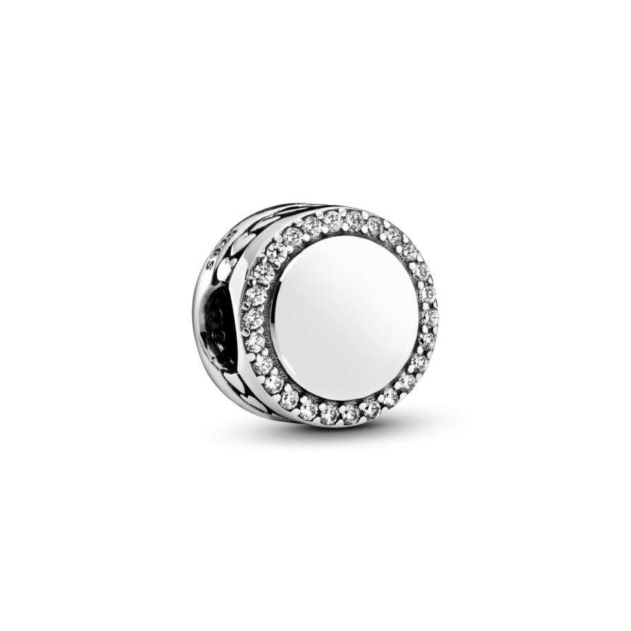 

Шарм Engravable Sparkling Button Pandora, стерлинговое серебро